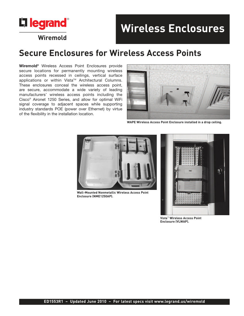 Legrand WirelessEnclos cut sheet — first page