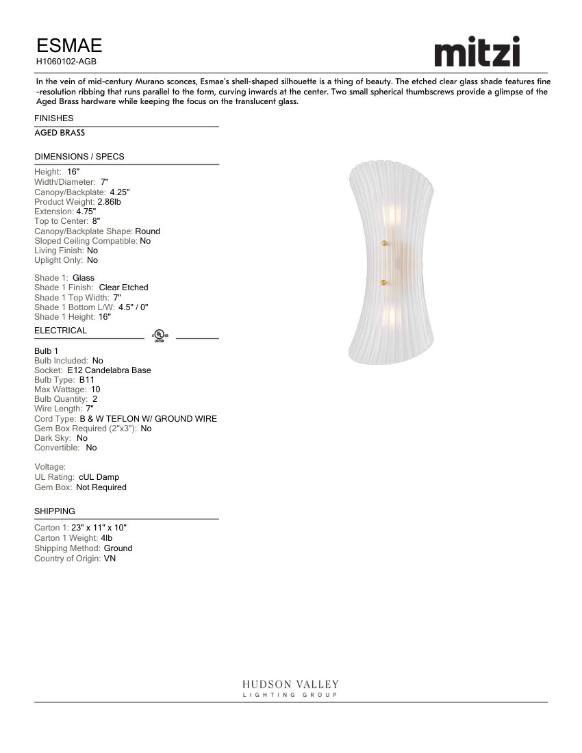 Mitzi H1060102-AGB cut sheet — first page