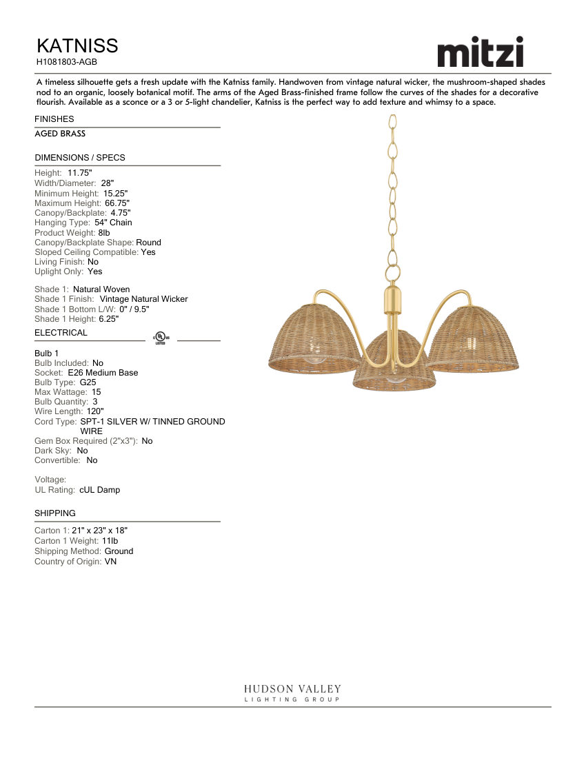 Mitzi H1081803-AGB cut sheet — first page