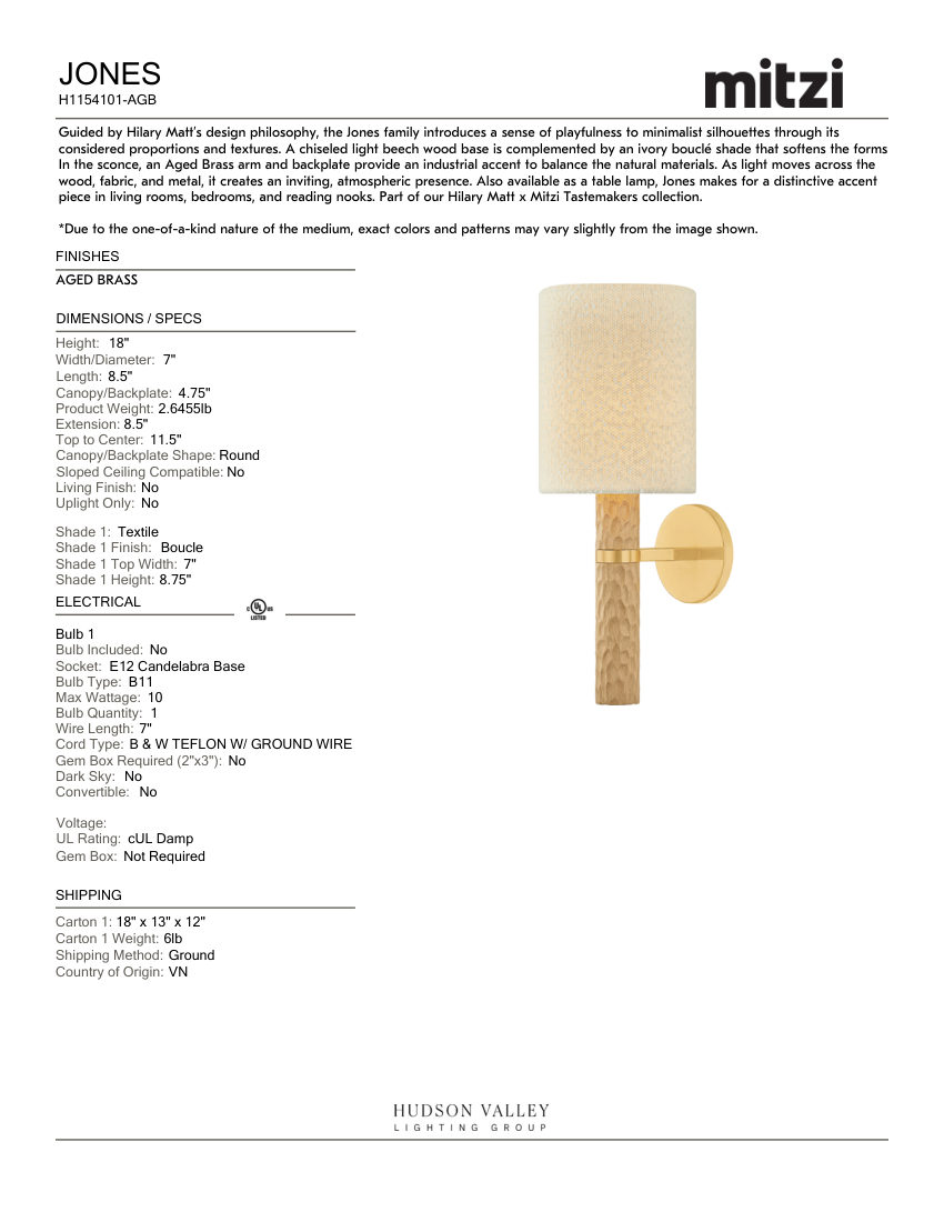 Mitzi H1154101-AGB cut sheet — first page