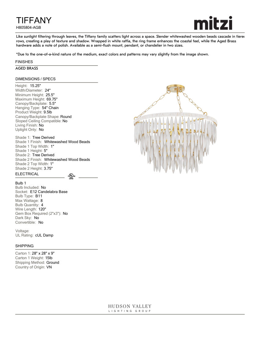 Mitzi H805804-AGB cut sheet — first page