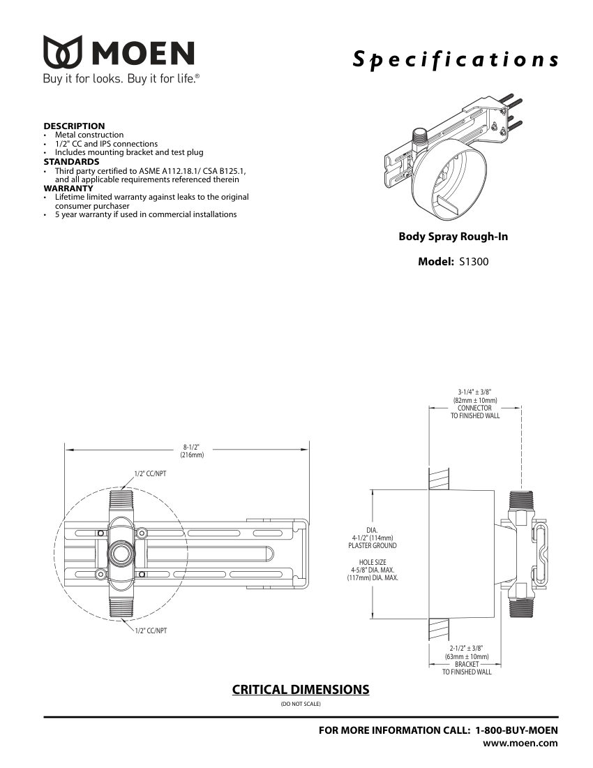 Moen 155656 cut sheet — first page