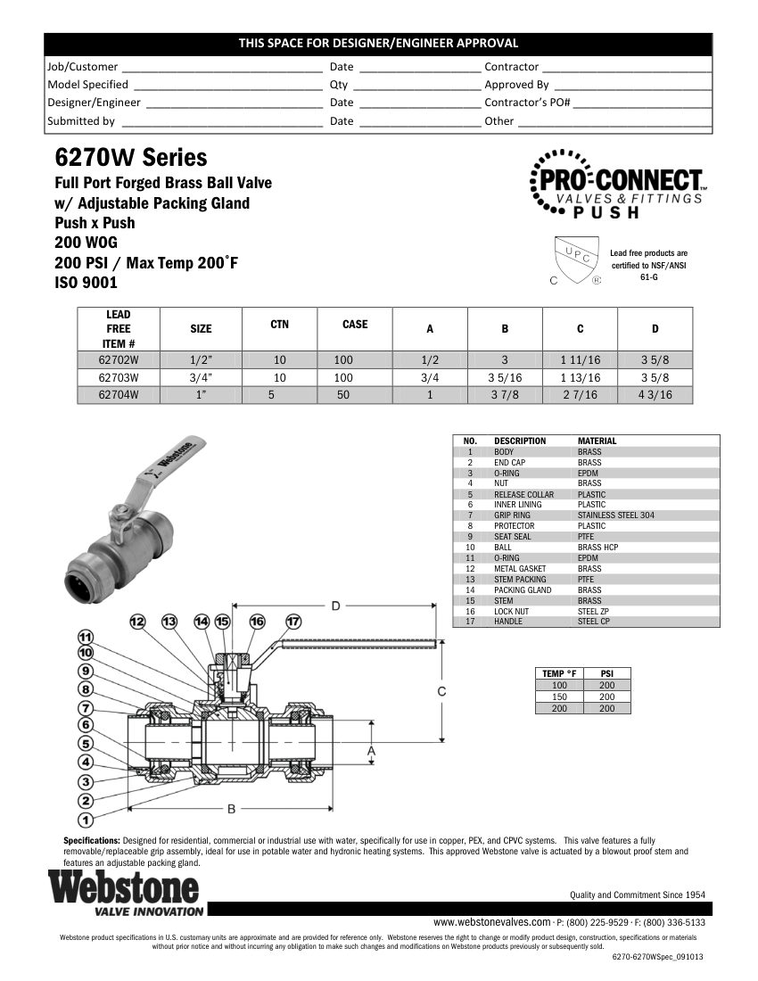 NIBCO 62702W cut sheet — first page
