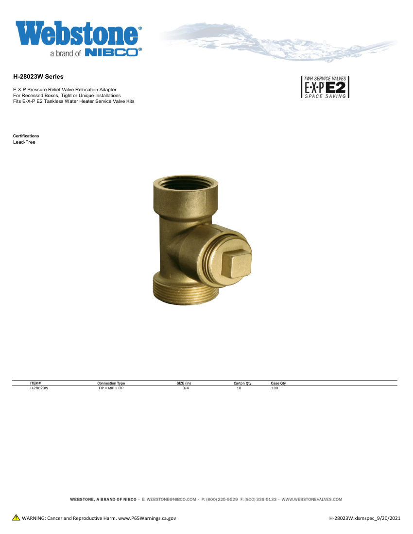NIBCO H-28023_ZSpec cut sheet — first page