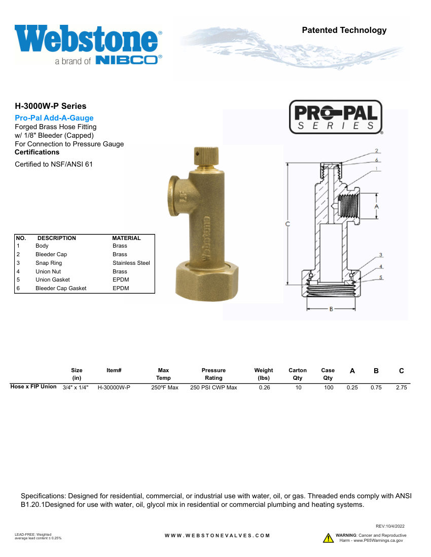 NIBCO H-30000-P_ZSpec cut sheet — first page
