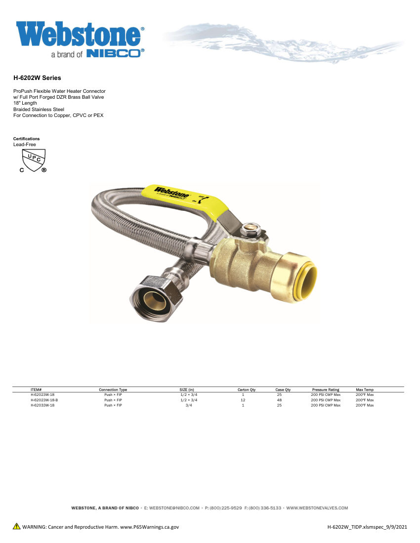 NIBCO H-6202_ZSpec cut sheet — first page