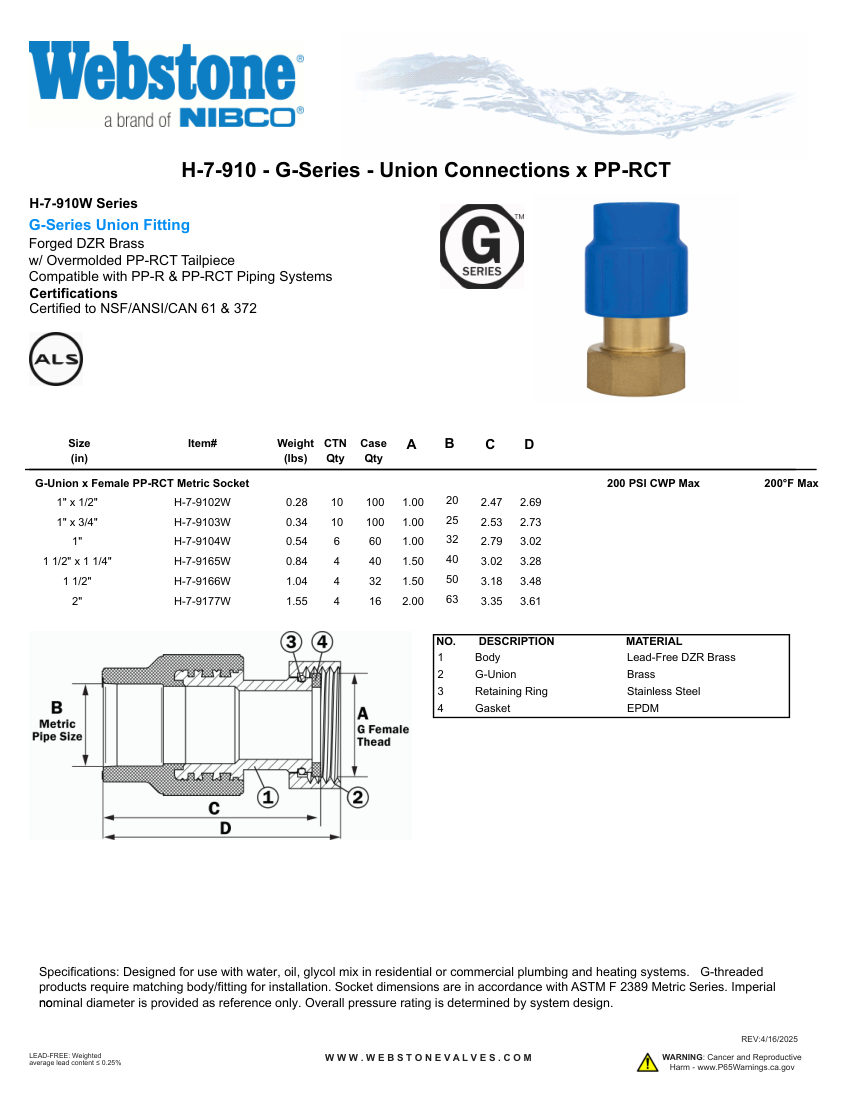 NIBCO H-7-910_ZSpec cut sheet — first page