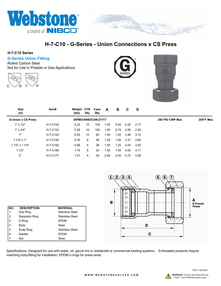 NIBCO H-7-C10_ZSpec cut sheet — first page