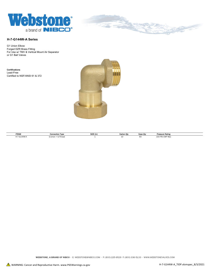 NIBCO H-7-G144-A_ZSpec cut sheet — first page