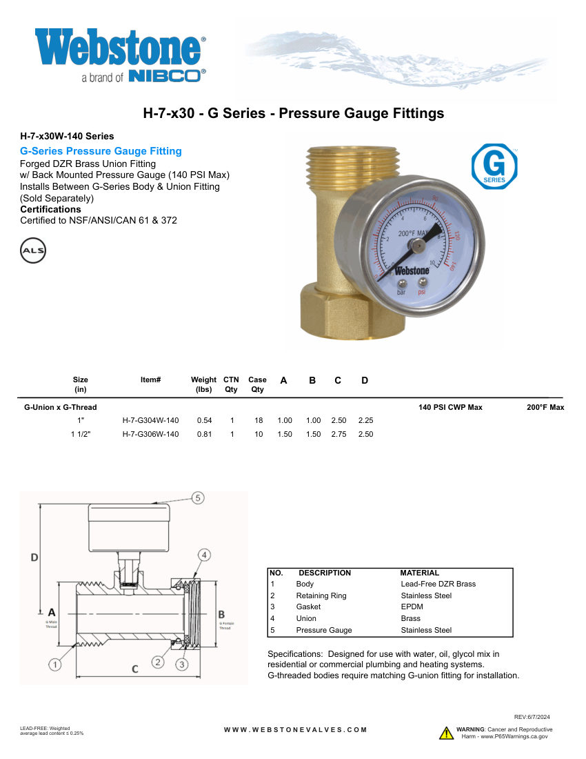 NIBCO H-7-x30_ZSpec cut sheet — first page