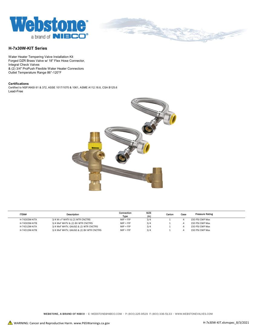 NIBCO H-7x30-KIT_Zspec cut sheet — first page