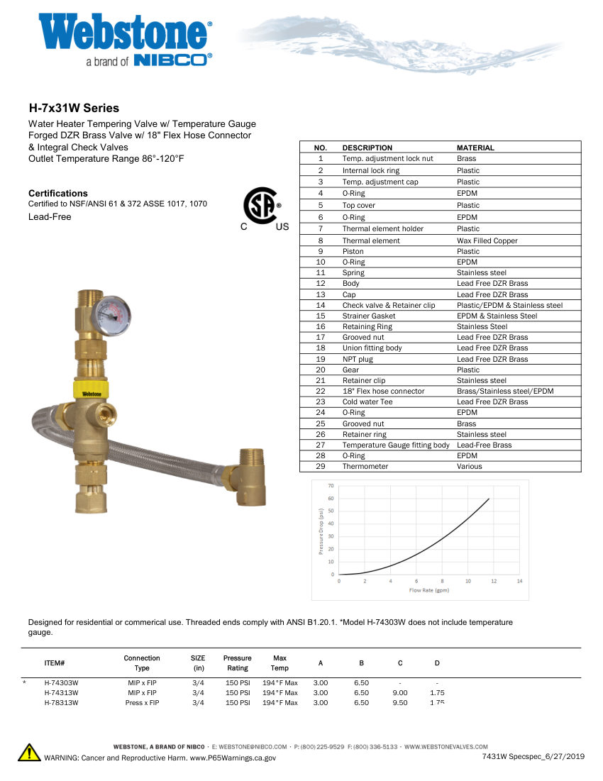 NIBCO H-7x31_ZSpec cut sheet — first page