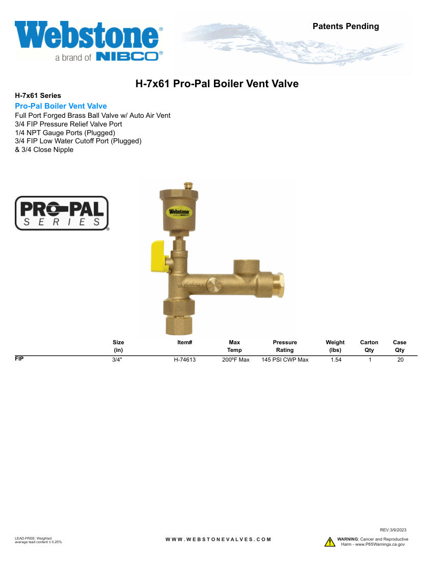 NIBCO H-7x61_ZSpec cut sheet — first page