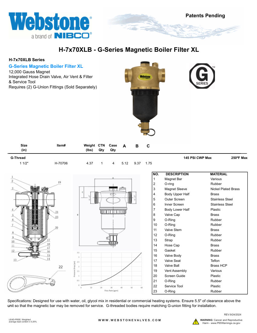 NIBCO H-7x70XLB_ZSpec cut sheet — first page