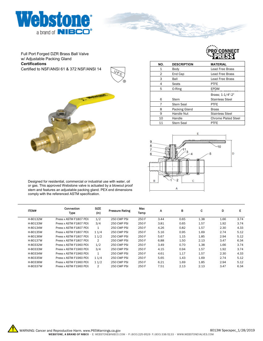 NIBCO H-80x3_ZSpec cut sheet — first page