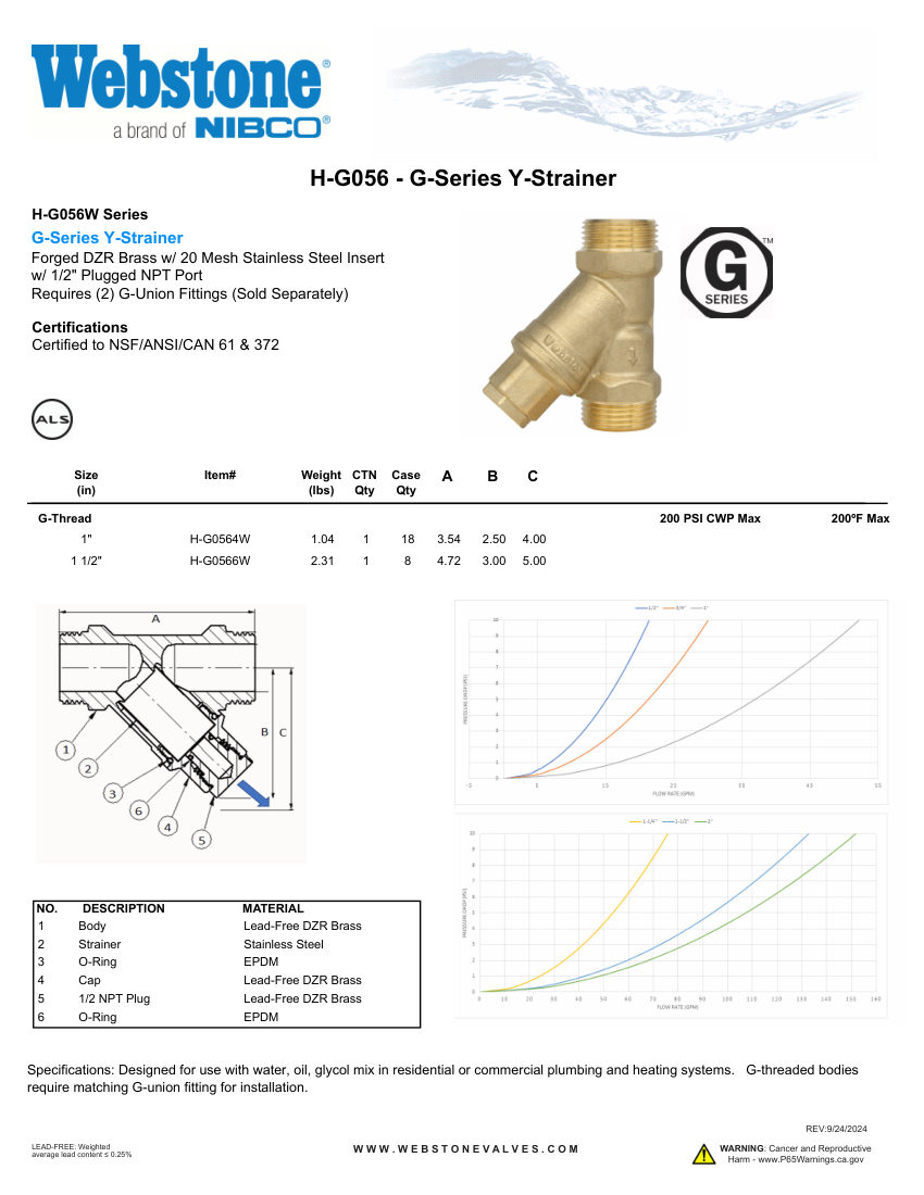 NIBCO H-G056_ZSpec cut sheet — first page