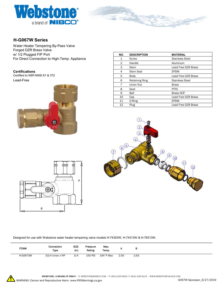NIBCO H-G067_ZSpec cut sheet — first page