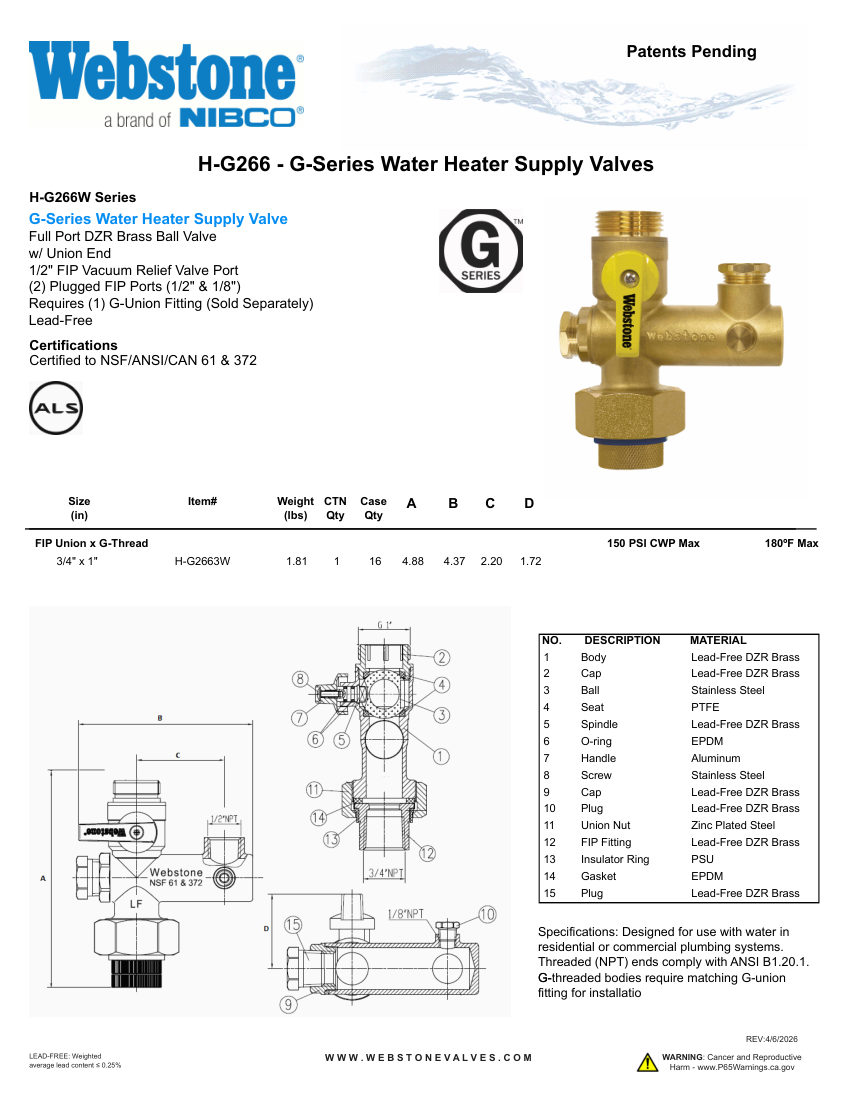 NIBCO H-G266_ZSpec cut sheet — first page