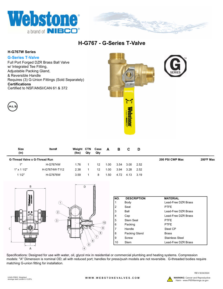 NIBCO H-G767_ZSpec cut sheet — first page
