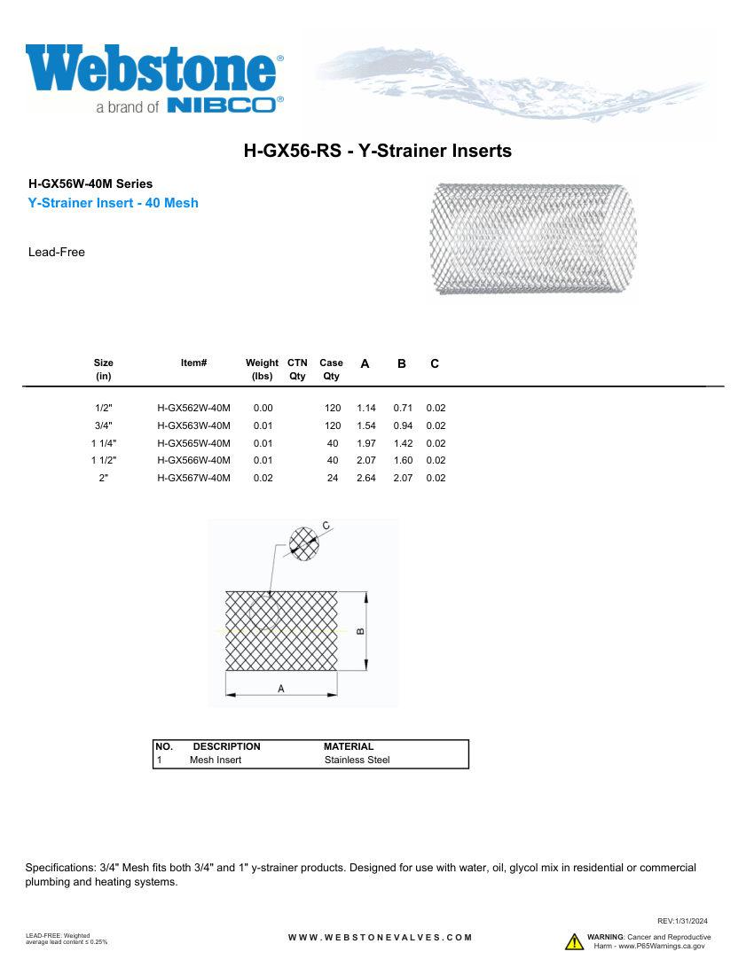 NIBCO H-GX56-RS_ZSpec cut sheet — first page