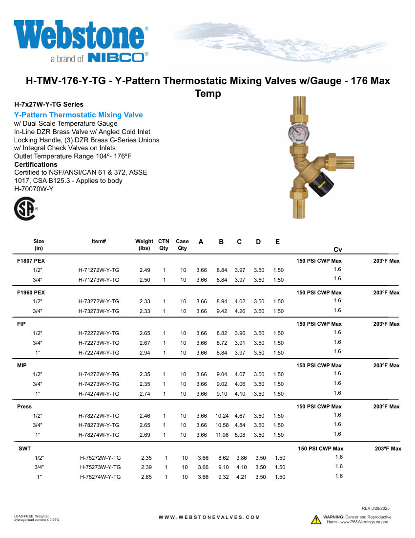 NIBCO H-TMV-176-Y-TG_Zspec cut sheet — first page