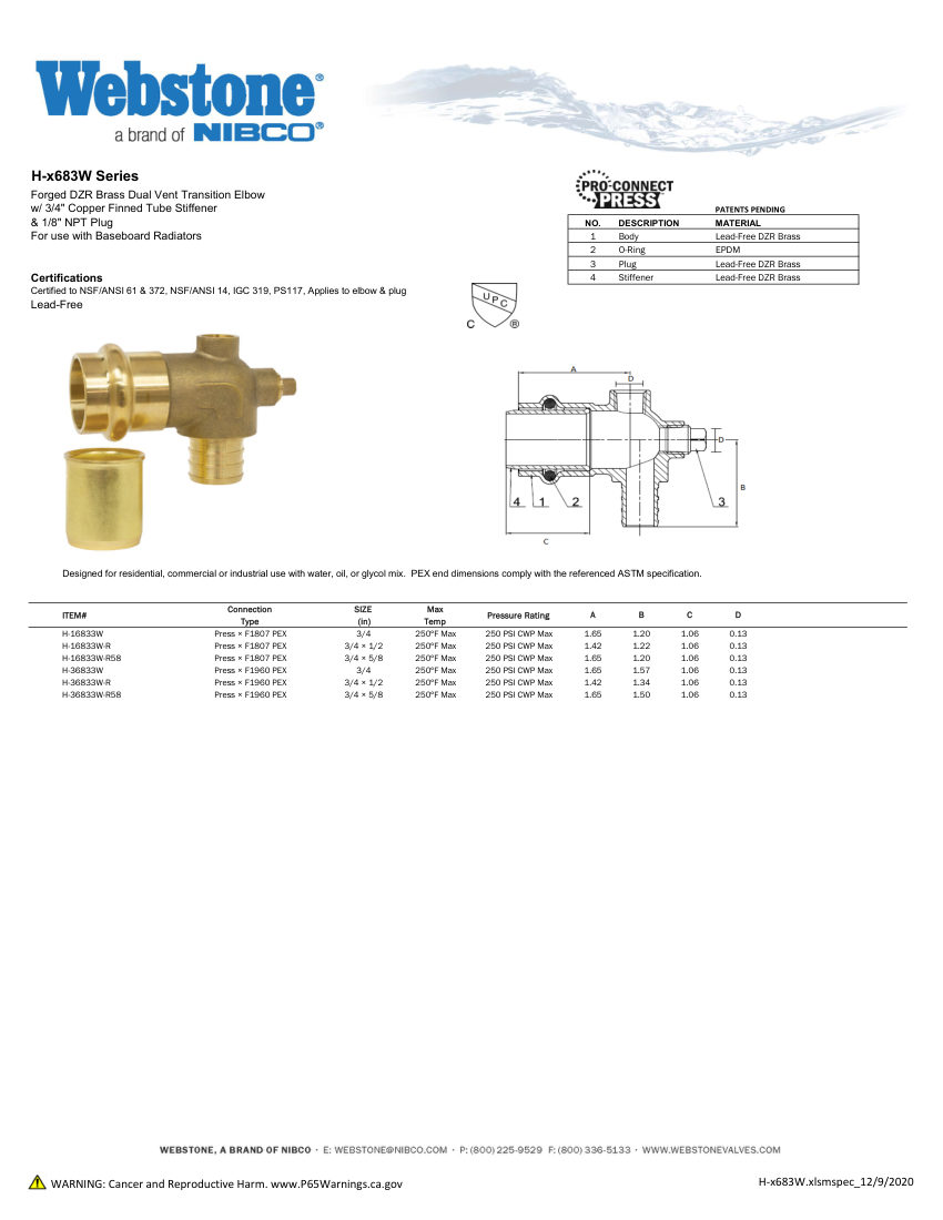 NIBCO H-x683_ZSpec cut sheet — first page