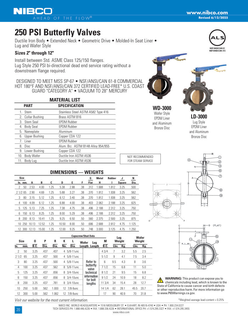 NIBCO LD-3000 cut sheet — first page