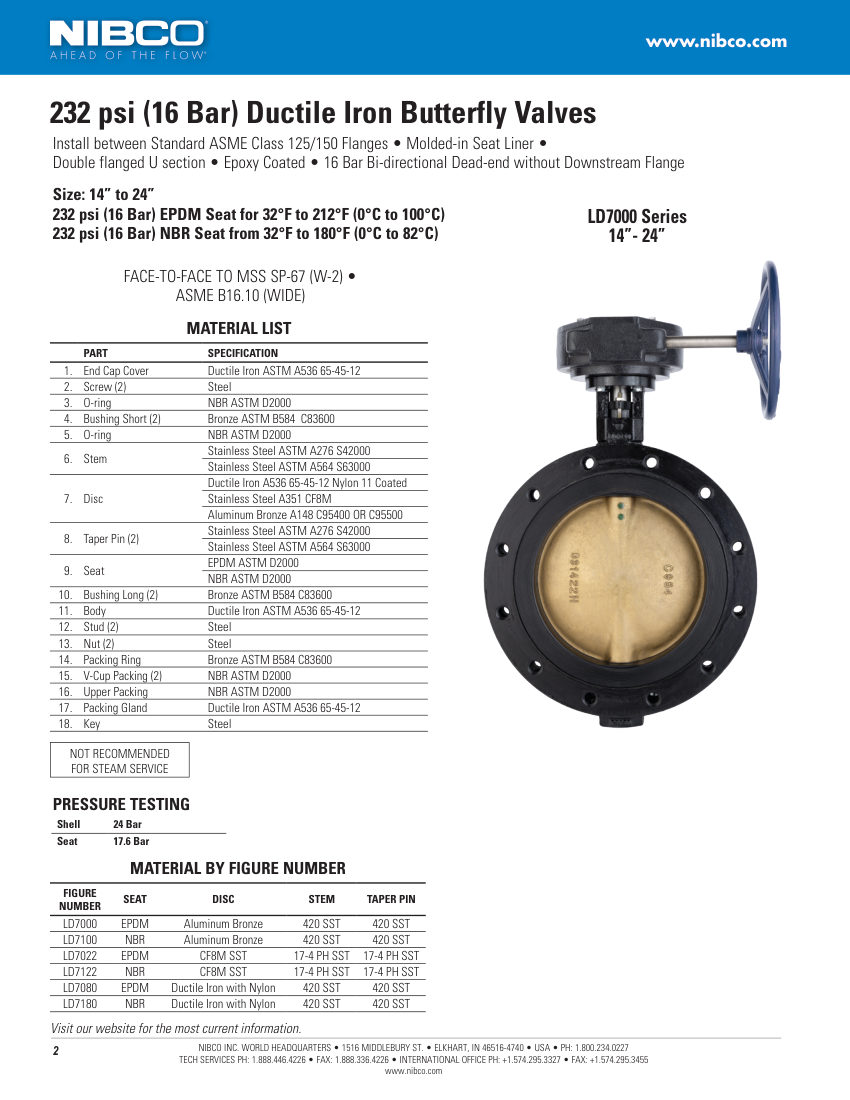 NIBCO LD7000 cut sheet — first page