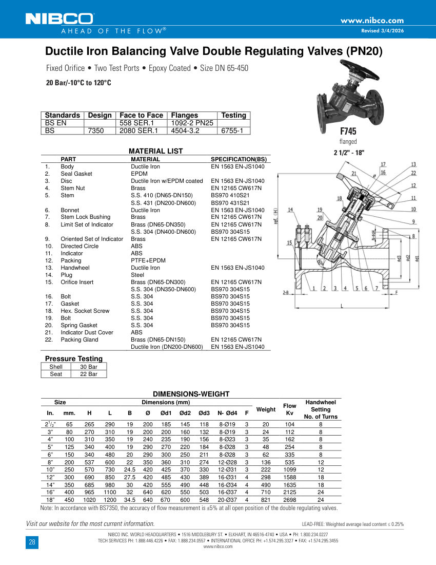 NIBCO NPF745 cut sheet — first page
