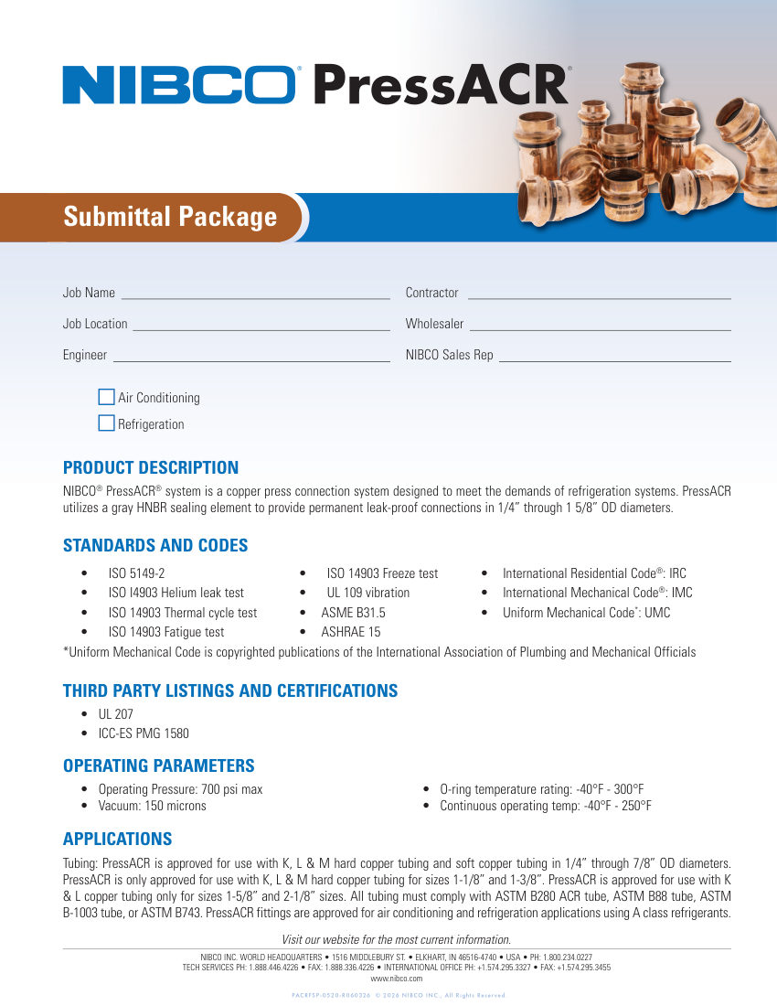 NIBCO T048080 PP cut sheet — first page
