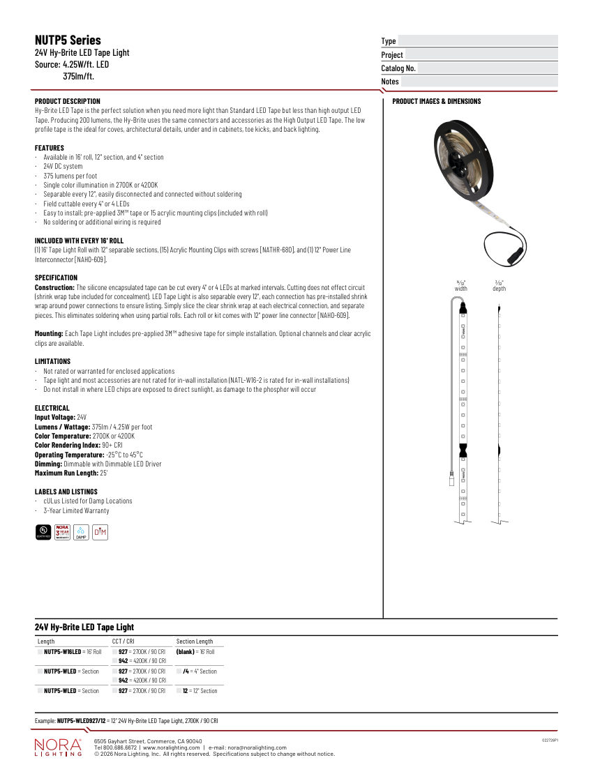 Nora Lighting NAHO-636 cut sheet — first page