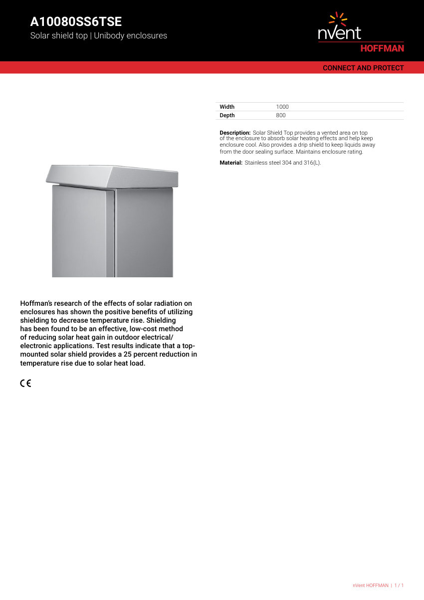 nVent HOFFMAN A10080SS6TSE cut sheet — first page