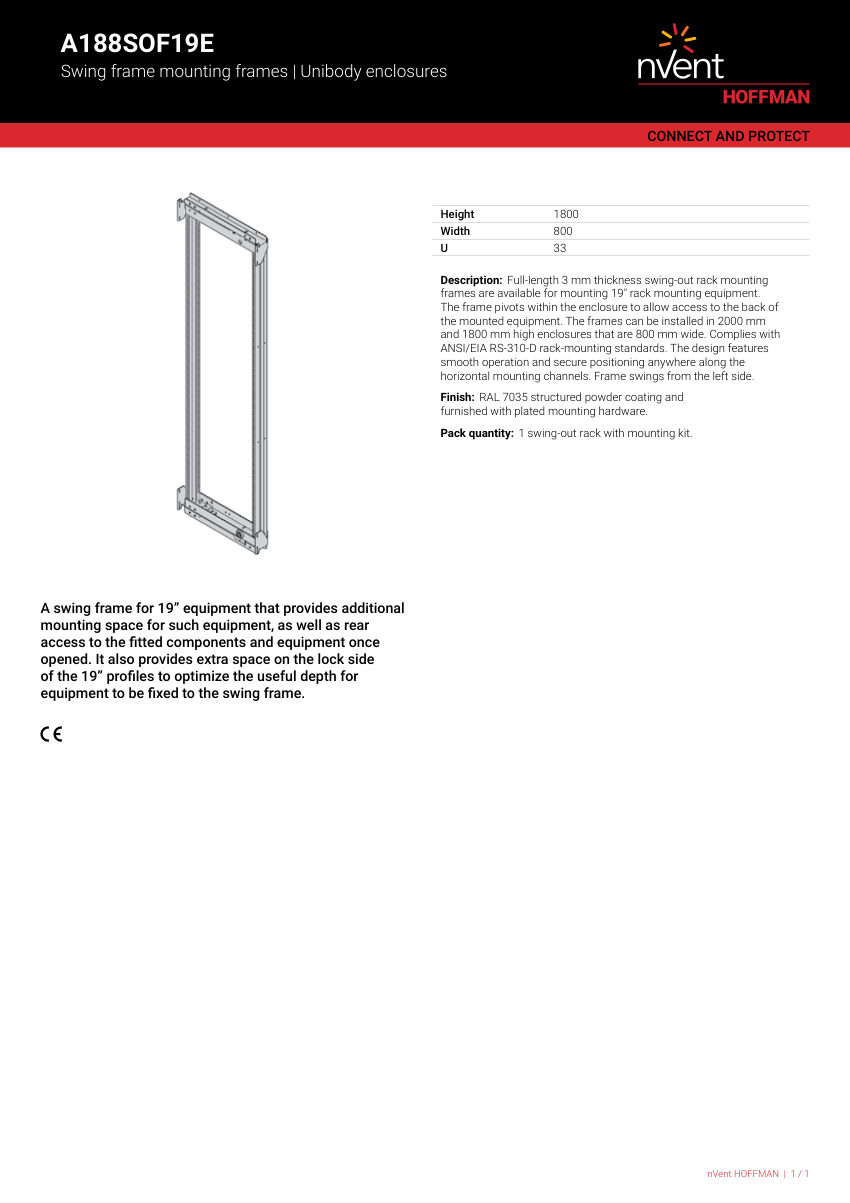 nVent HOFFMAN A188SOF19E cut sheet — first page