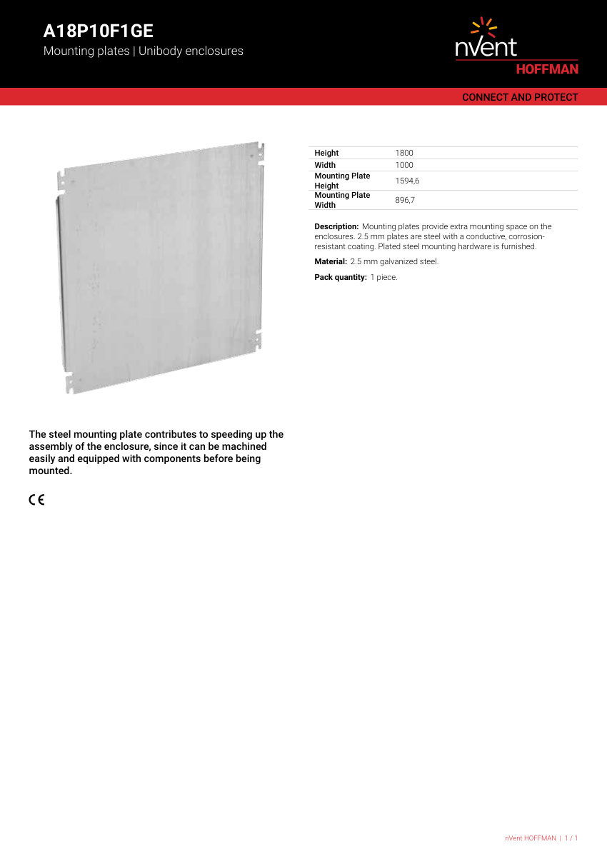 nVent HOFFMAN A18P10F1GE cut sheet — first page