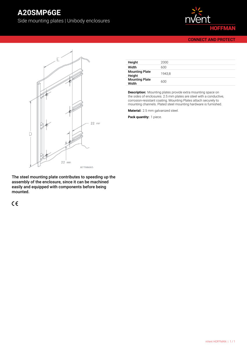 nVent HOFFMAN A20SMP6GE cut sheet — first page
