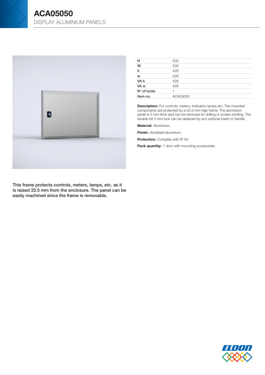 nVent HOFFMAN ACA05050 cut sheet — first page
