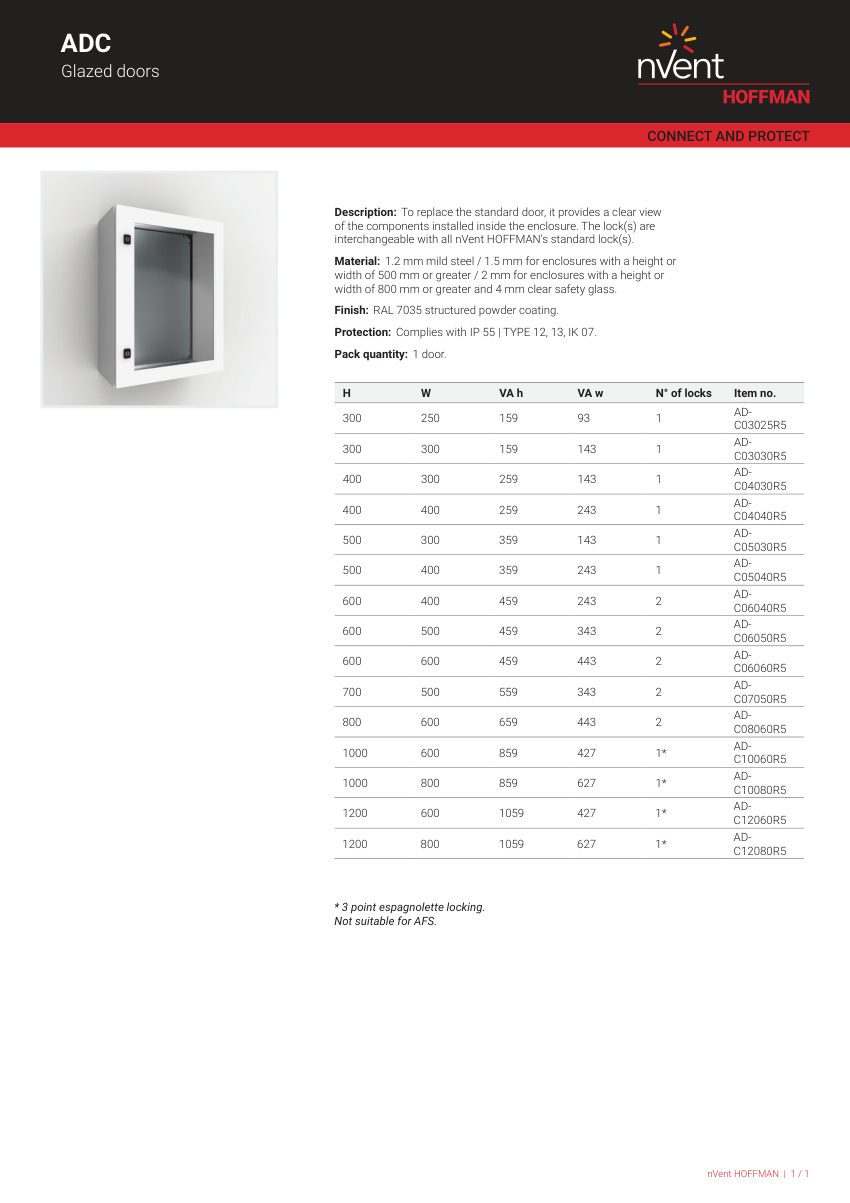 nVent HOFFMAN AD-C03025R5 cut sheet — first page