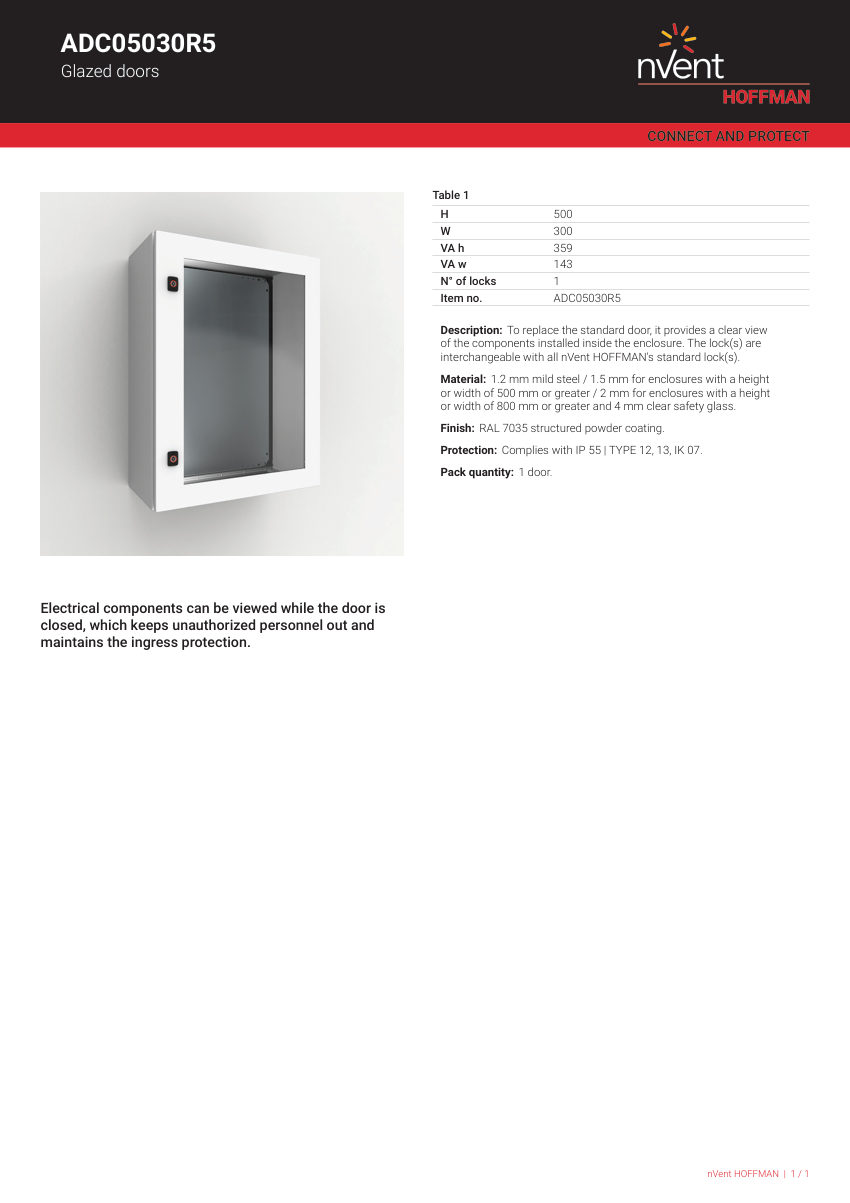 nVent HOFFMAN ADC05030R5 cut sheet — first page