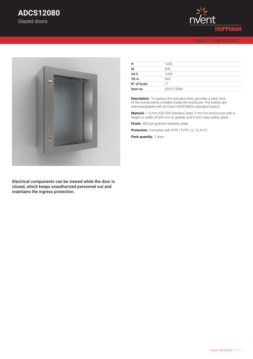 nVent HOFFMAN ADCS12080 cut sheet — first page