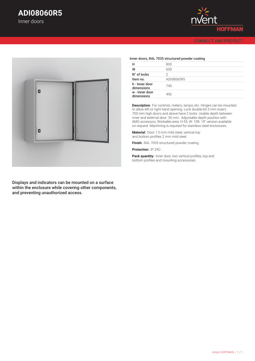 nVent HOFFMAN ADI08060R5 cut sheet — first page