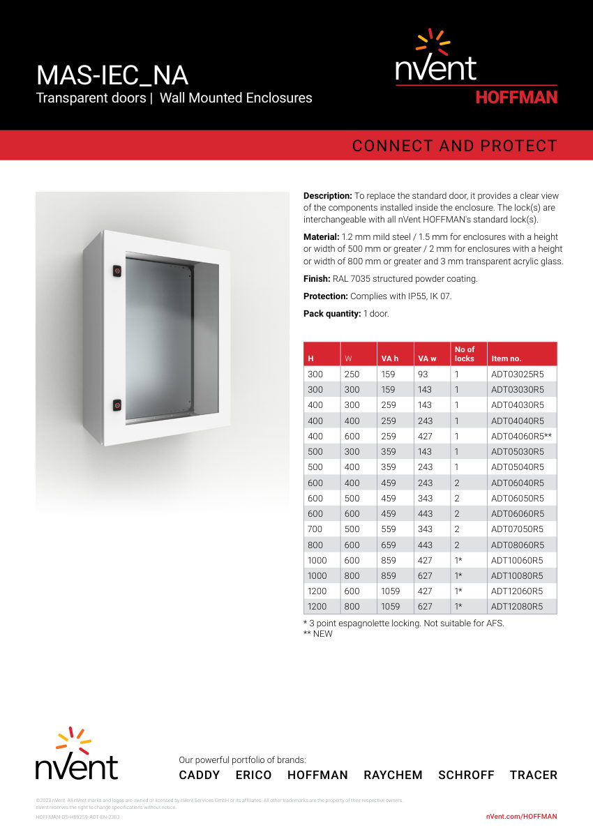nVent HOFFMAN ADT03025R5 cut sheet — first page