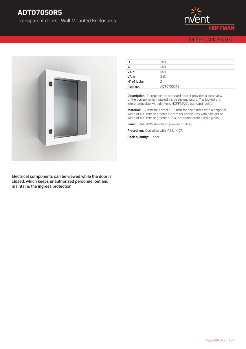 nVent HOFFMAN ADT07050R5 cut sheet — first page