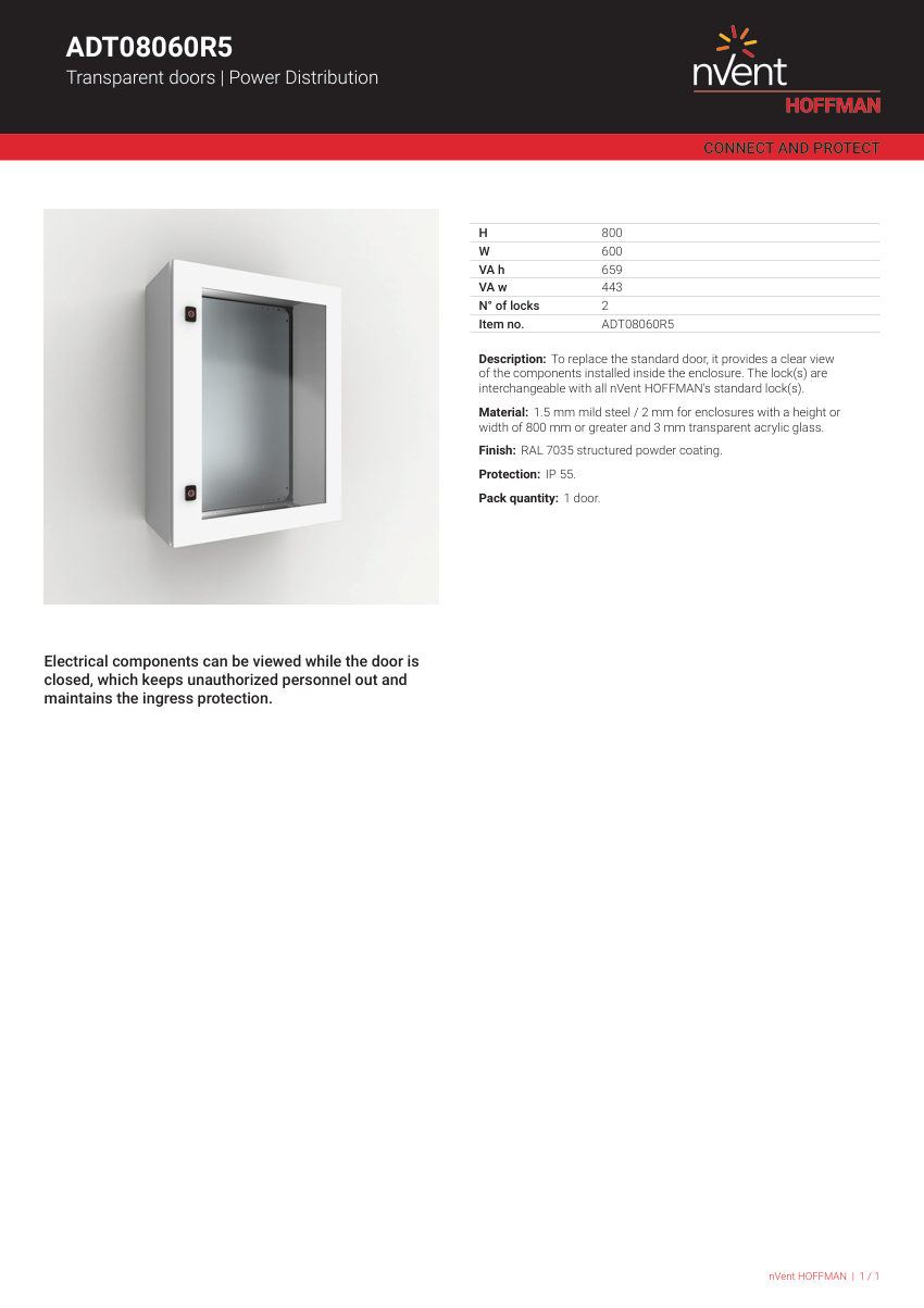 nVent HOFFMAN ADT08060R5 cut sheet — first page