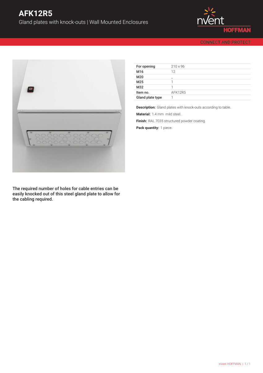 nVent HOFFMAN AFK12R5 cut sheet — first page