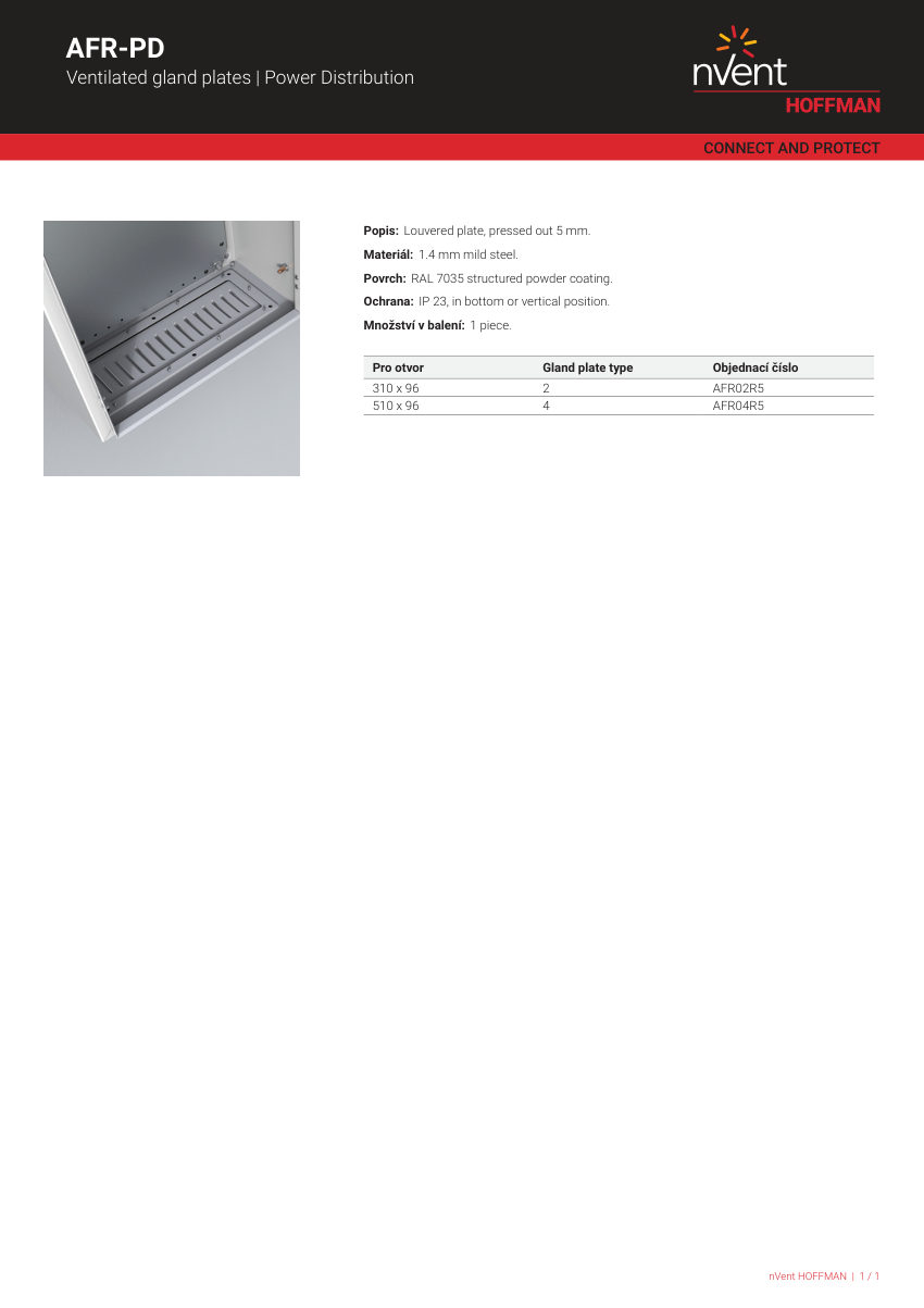 nVent HOFFMAN AFR02R5 cut sheet — first page