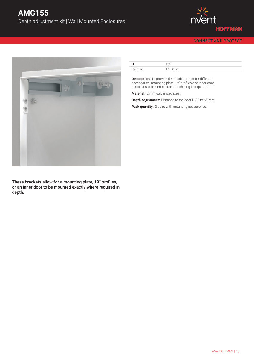 nVent HOFFMAN AMG155 cut sheet — first page