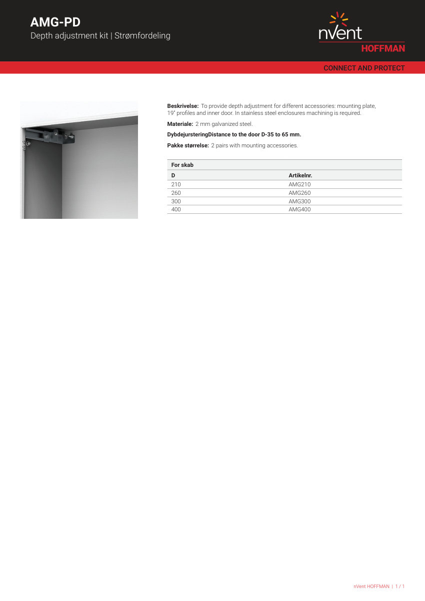 nVent HOFFMAN AMG210 cut sheet — first page