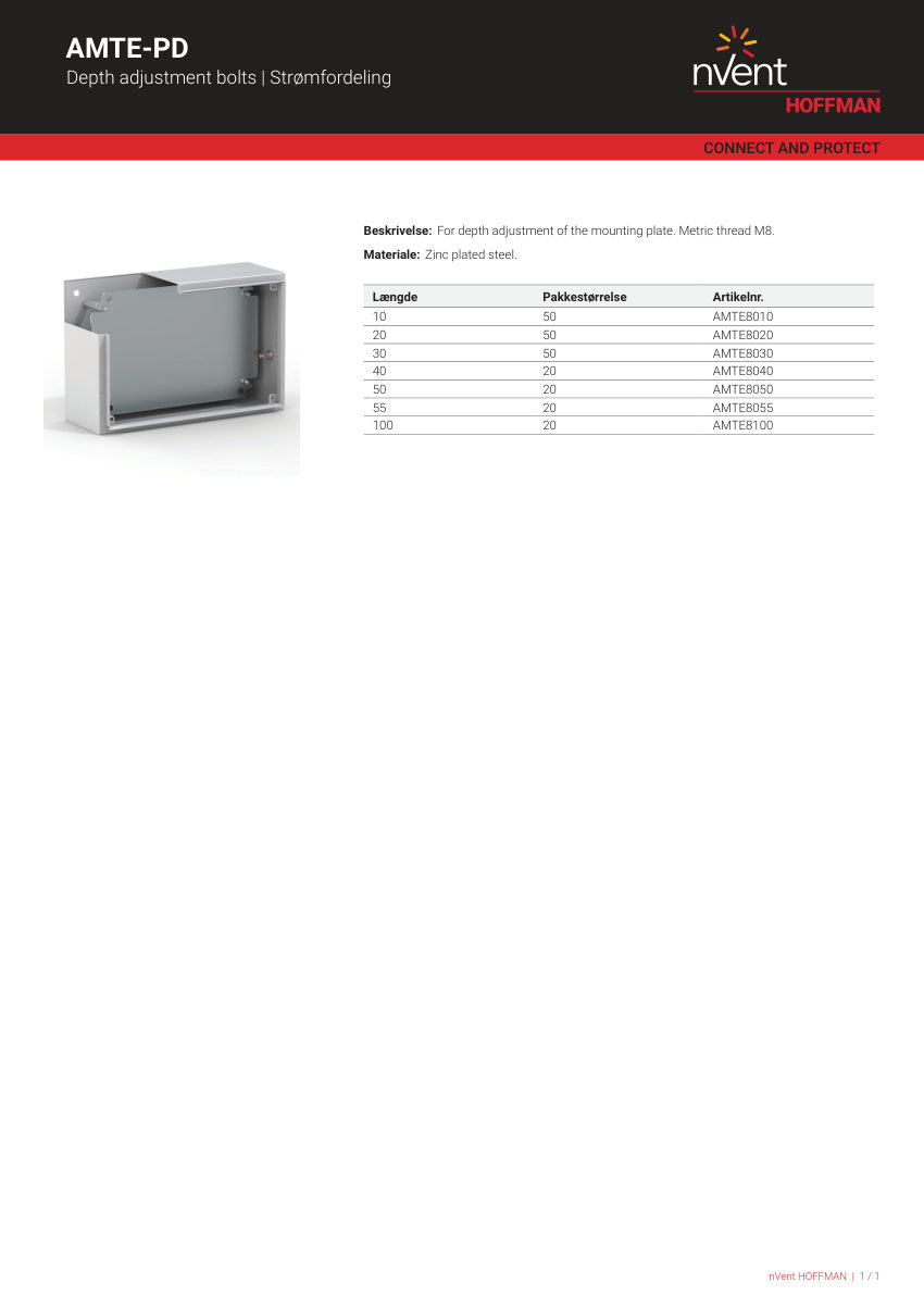 nVent HOFFMAN AMTE8 cut sheet — first page