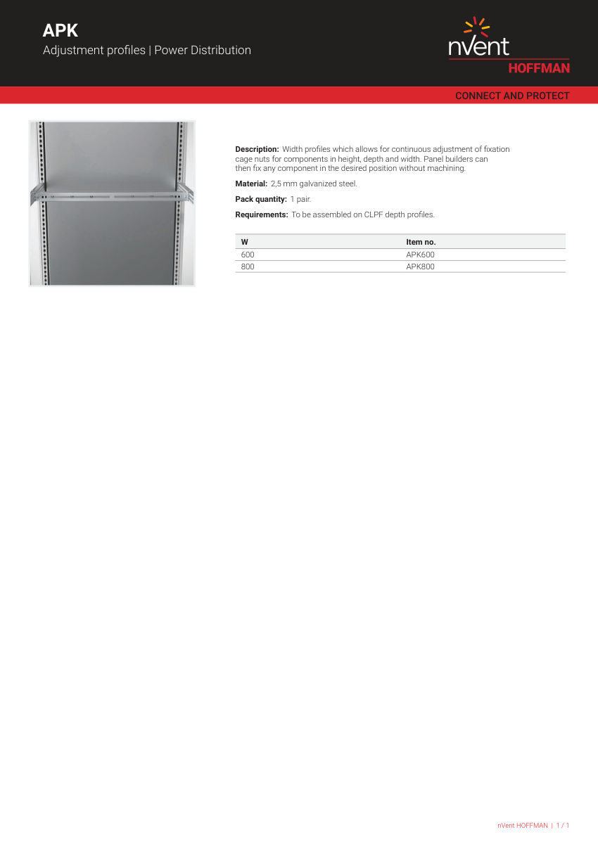 nVent HOFFMAN APK600 cut sheet — first page