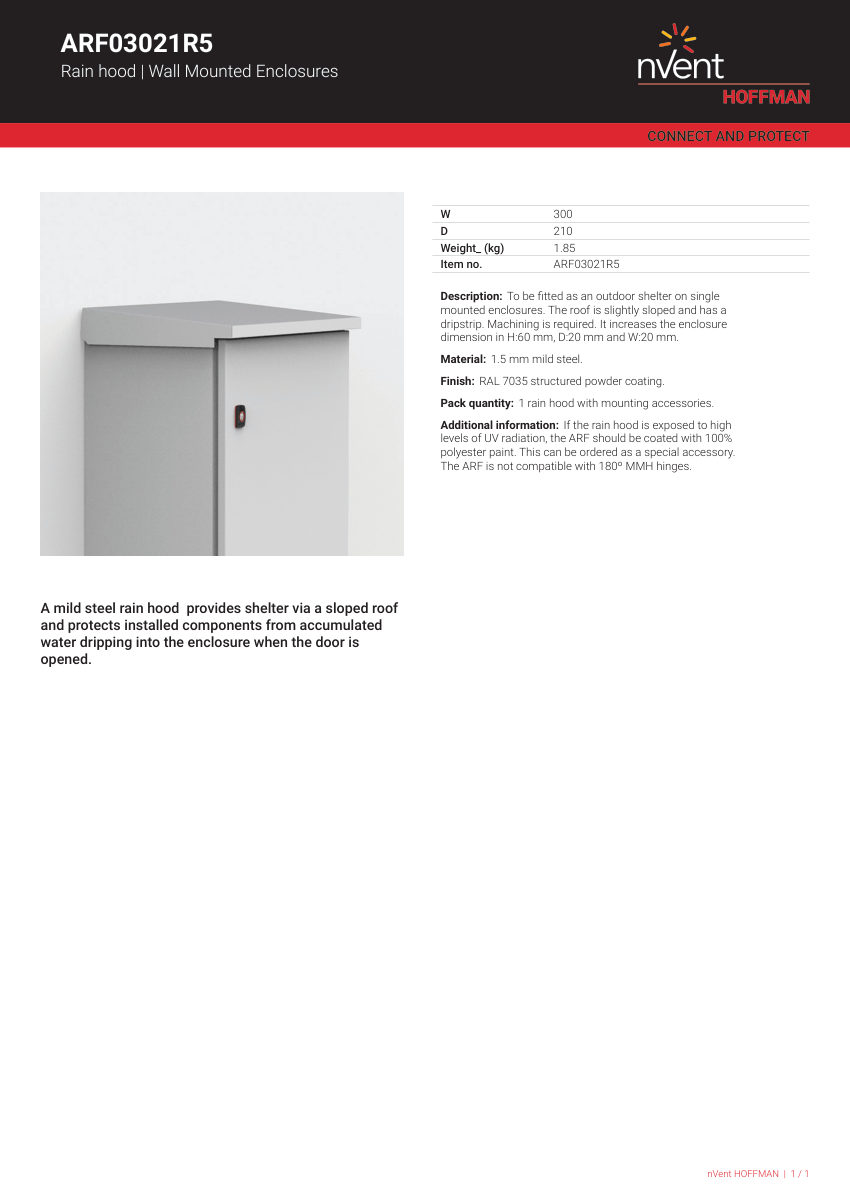 nVent HOFFMAN ARF03021R5 cut sheet — first page